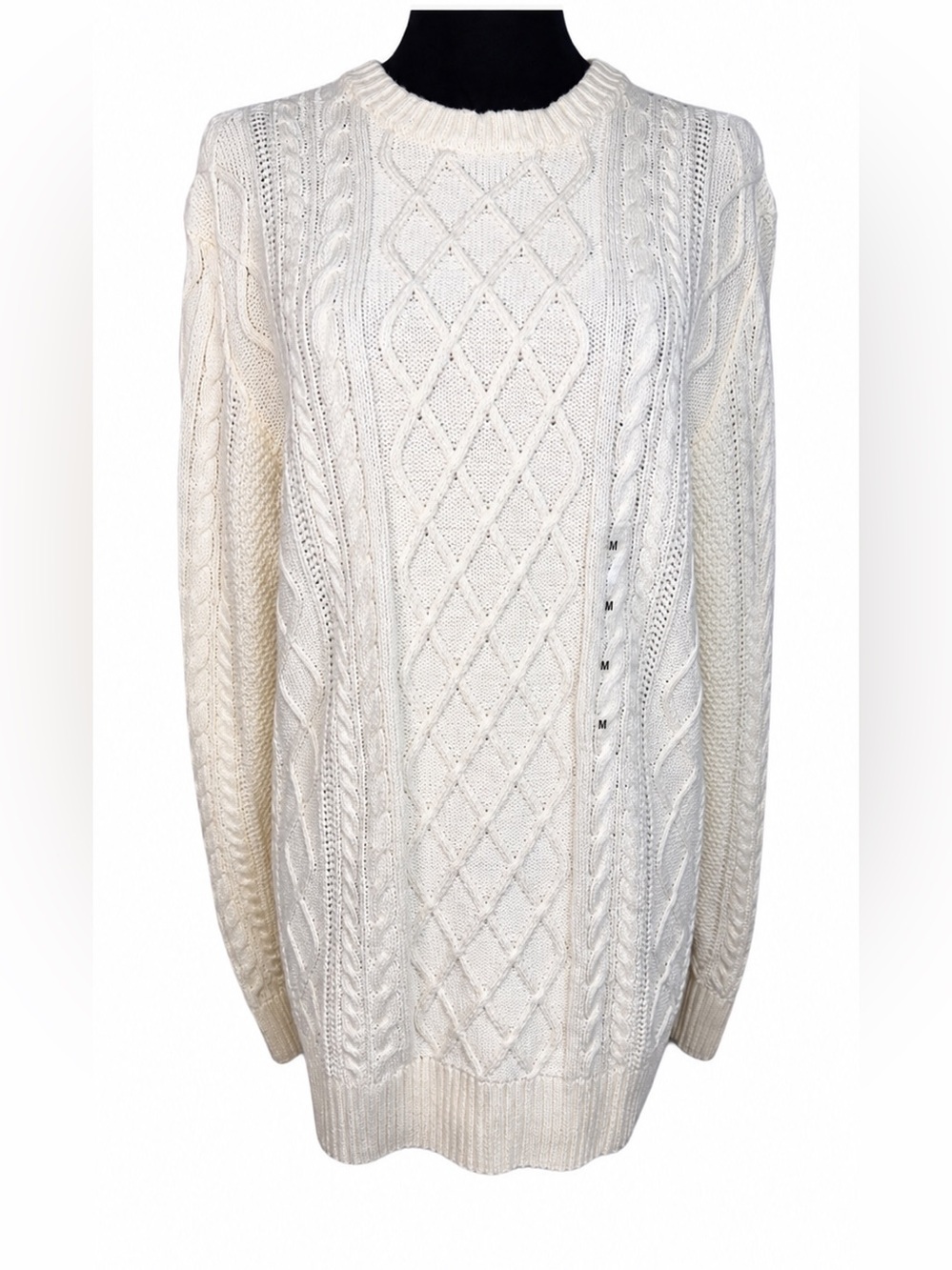 Sonoma Cable Knit Cotton Sweater Womens Small Cream Crewneck Chunky Cottage Y2K